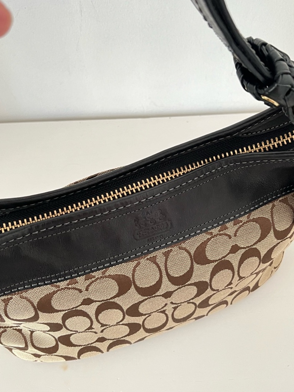 Coach Signature Canvas and Leather Shoulder Bag in Brown and Black - Picture 6 of 12
